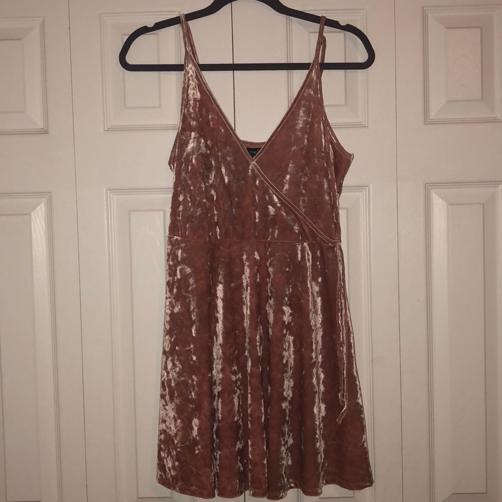 Blush Pink Velvet Wrap Dress